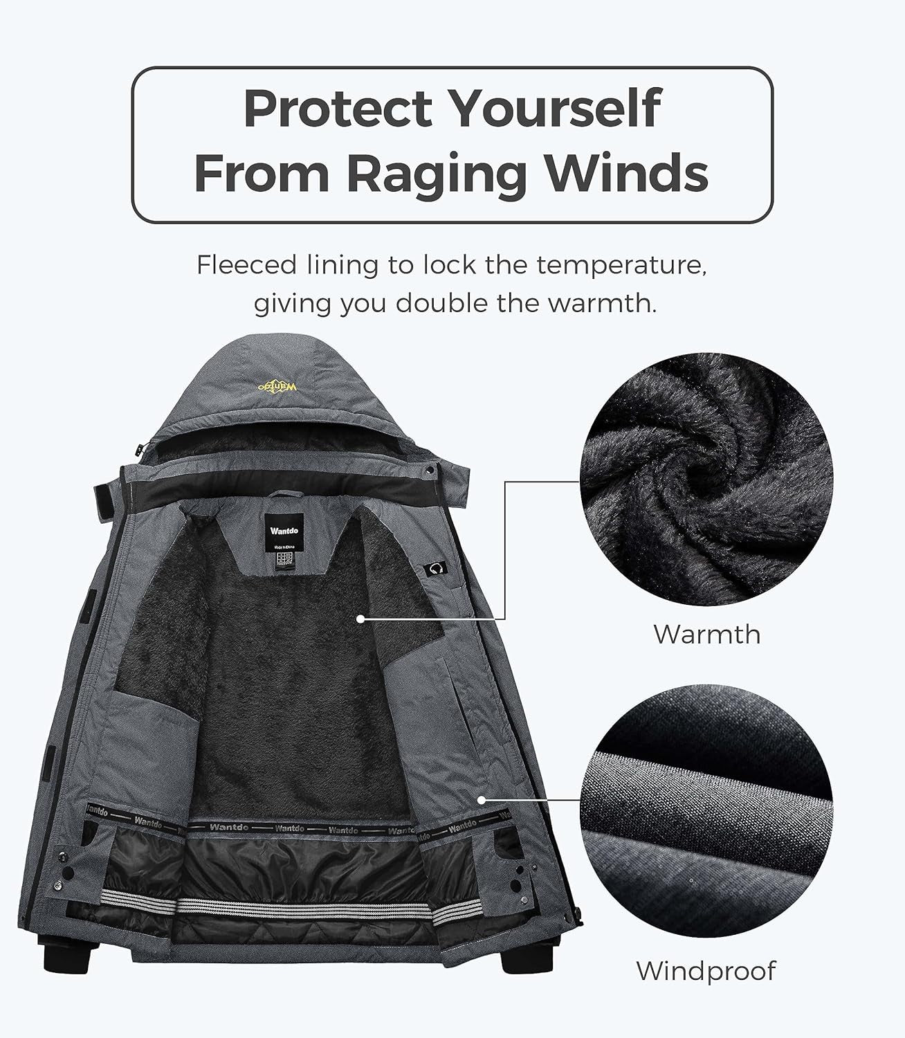 Women'S Mountain Waterproof Ski Jacket Windproof Rain Jacket Winter Warm Hooded Coat