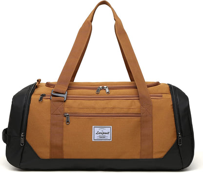 Travel Duffle Bag for Men 40L Medium Sports Gym Bag with Wet Pocket & Shoes Compartment Weekender Overnight Backpack for Traveling Duffel Bag Backpack for Women, Khaki